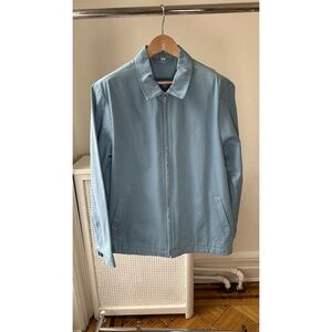 Sunspel Light Blue Long Sleeve Zipper Light Jacket Cotton Medium